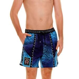 Agua Bendita Isaac Eter Boardshorts Swim Trunks Men Size 30 Blue NWT